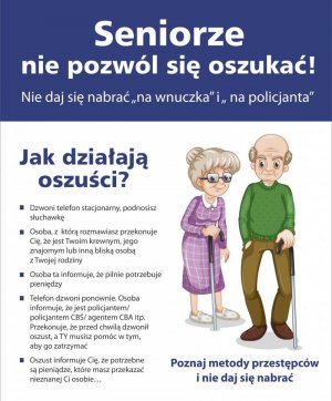 Plakat dotyczący oszustw metoda na wnuczka