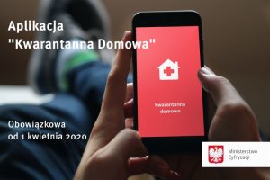 Telefon z widoczna aplikacja kwarantanna domowa