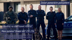 Sześciu policjntów promujących słyżbę w policji