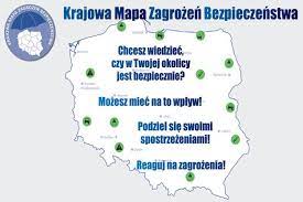 Grafika- mapa polski a w niej napis- Chcesz wiedzieć, czy w twojej okolicy jest bezpiecznie ? Możesz miec na to wpływ. Pofdziel się swoimi spostrzeżeniami.