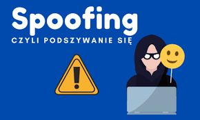 Grafika na niebieskim tle oraz napis spoofing