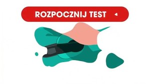 u góry na czerwonym tle napis rozpocznij test