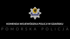 Odznaka Policyjna na czarnym tle z napisem Pomorska Policja