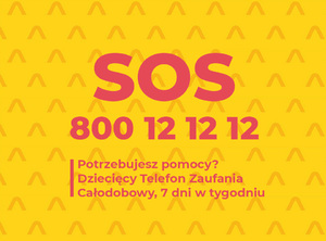 czerwony napis SOS z numerem telefonu na żółtym tle