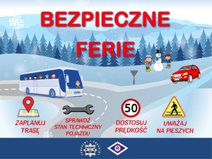 Plakat promujący bezpieczeństwo w czasie ferii