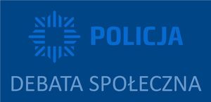 Białe napisy na niebieskim tle- zaproszenie na debatę społeczną