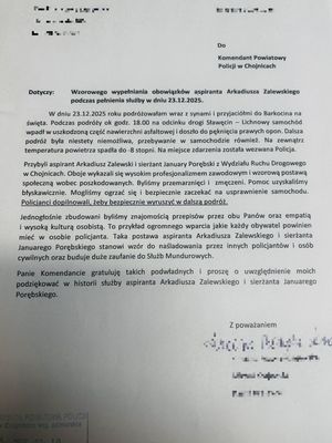 podziękowanie dla policjantów